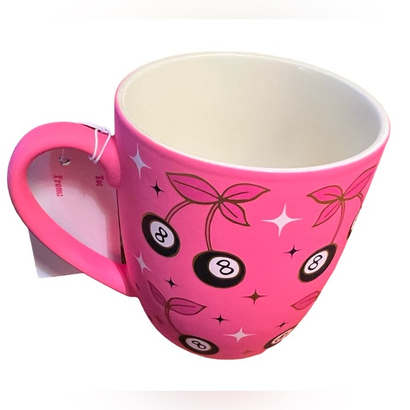Sheffield Home NWT Black Pink 8 Ball Cherry Metallic Smooth Touch Mug - Picture 5 of 6